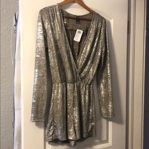 Metallic silver romper